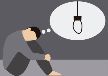 İple intihar etmeyi düşünen depresif bir insan..