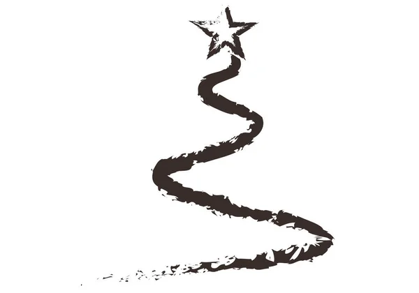 Zwarte Kerstboom Pictogram Witte Achtergrond — Stockvector