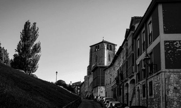 Calle Ciudad Burgos España Blanco Negro — Foto de Stock