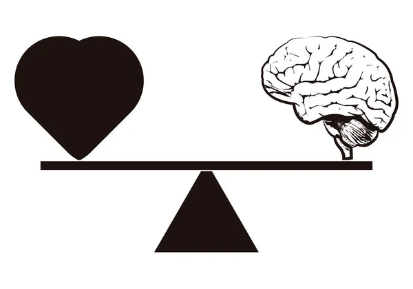 Balance Equilibrio Con Corazón Cerebro — Vector de stock