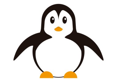 Sevimli küçük siyah beyaz penguenler.