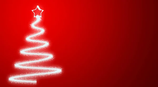 Červené Vánoční Pozadí Lesklými Vánoční Strom — Stock fotografie
