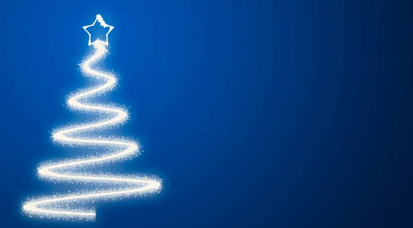 蓝色圣诞背景与闪闪发光的圣诞树 — 图库照片