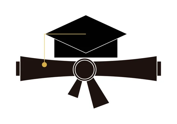 Graduate Cap Diploma White Background — Stock vektor