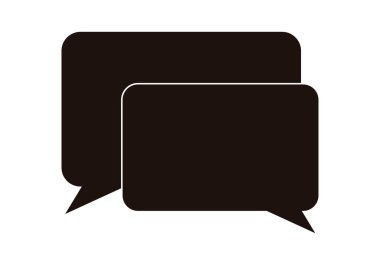 Beyaz arkaplanda siyah konuşma balonu simgesi.