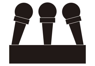 Basın toplantısı için siyah mikrofon simgesi.