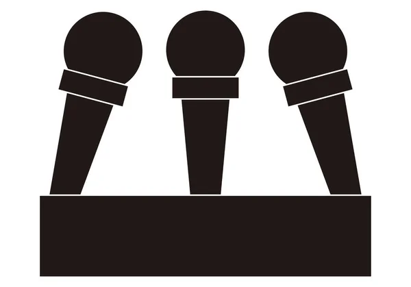 Schwarze Ikone Der Mikrofone Für Pressekonferenz — Stockvektor