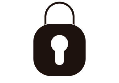 Beyaz arkaplanda kapalı asma kilit simgesi.