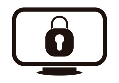 Kapalı asma kilitli siyah ekran simgesi.