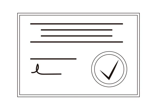 Certificado Calidad Icono Negro Sobre Fondo Blanco — Archivo Imágenes Vectoriales