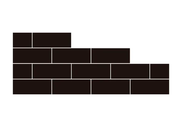 Zwarte Bakstenen Muur Pictogram Witte Achtergrond — Stockvector