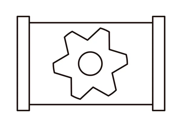 Icône Plate Noire Avec Engrenage Sur Fond Blanc — Image vectorielle