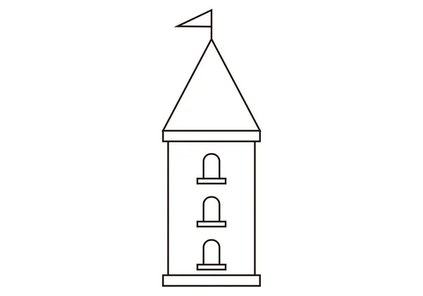 Castle Tower Black Icon White Background — стоковый вектор