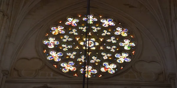 Interior Rose Window Cathedral Burgos Spain — стоковое фото