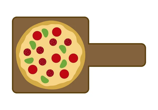 白色背景木板上的比萨 — 图库矢量图片