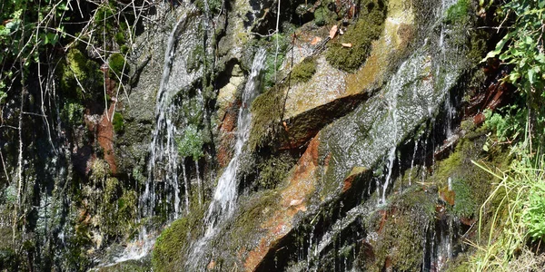 Fundo Primavera Cachoeira Com Musgo — Fotografia de Stock