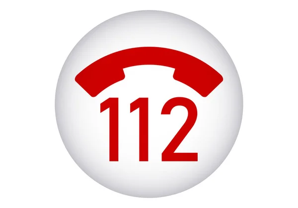 Botón Blanco Del Teléfono Emergencia 112 — Archivo Imágenes Vectoriales