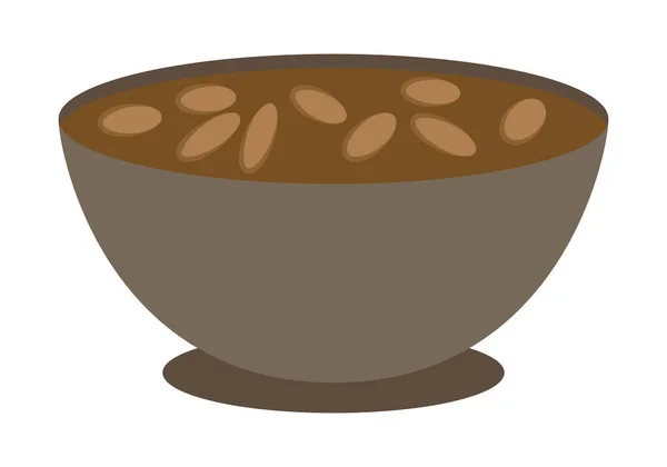 Bowl Hot Beans Icon White Background —  Vetores de Stock