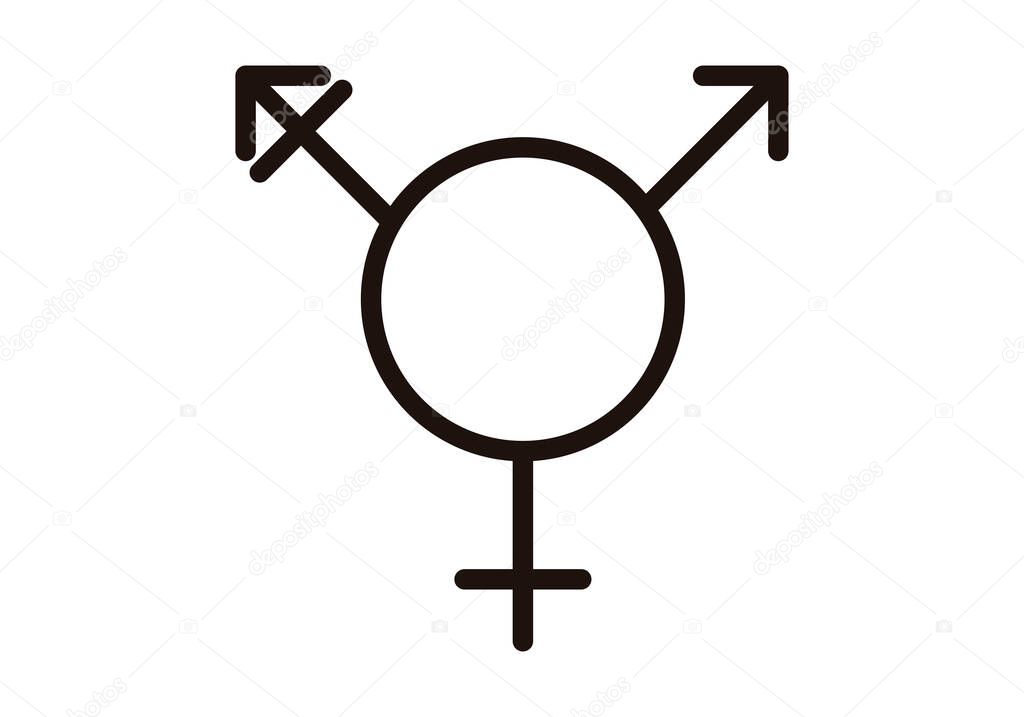 Black transsexual icon on white background.