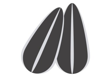 Beyaz arka plan üzerinde iki ayçiçeği tohumu.