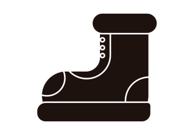 Black hiking boot icon on white background.