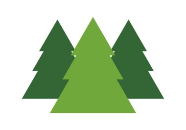 Green pines icon on white background.
