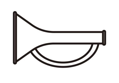 Beyaz arkaplanda trompet siyah simgesi.