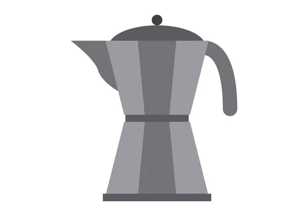 Gray Metal Coffee Pot Icon White Background — Stockvector