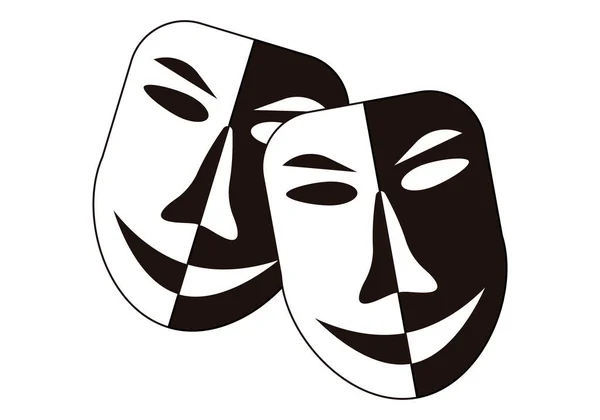 Black Icon Black White Theater Masks — Stockvektor