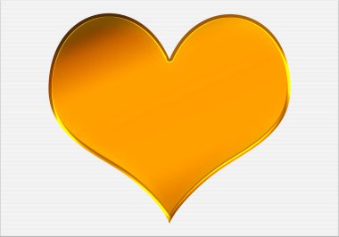 Golden heart silhouette on white background.