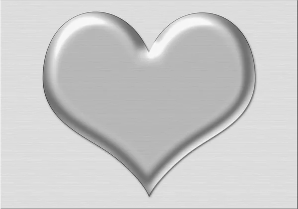 Silver Heart Silhouette White Background — Stok fotoğraf