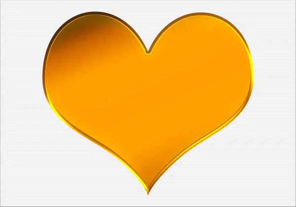 Golden Heart Silhouette White Background — Stock fotografie