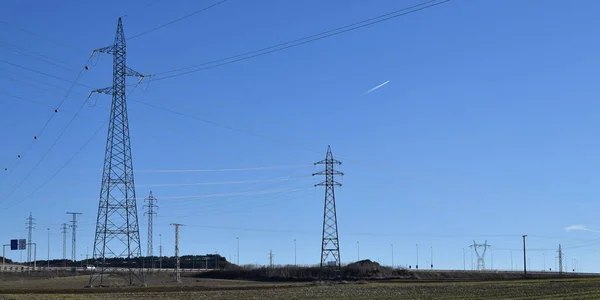 Landscapes Winter Power Lines — 图库照片