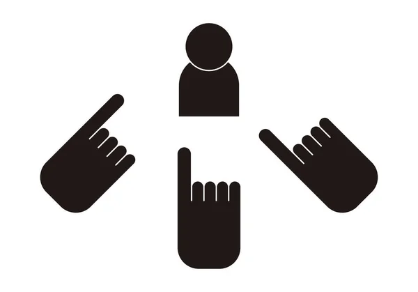Black Icon Hands Indicating Accusing Person — 图库矢量图片