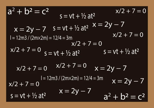 Chalkboard Háttér Matematikai Egyenletek Képletek — Stock Vector