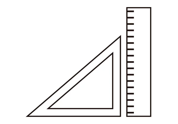 Lineal Und Setzen Quadratische Schwarze Symbol Auf Weißem Hintergrund — Stockvektor
