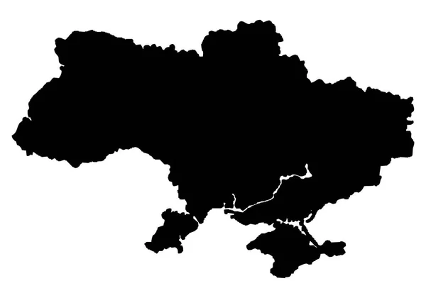Black Map Ukraine White Background — Stock Vector
