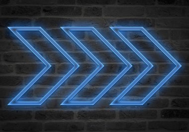 Mavi neonda ok silueti.