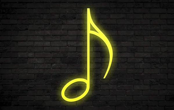 Yellow Neon Music Note Icon — Stock Photo, Image