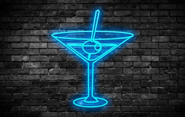 Mavi neon tuğlalı kupa simgesi.