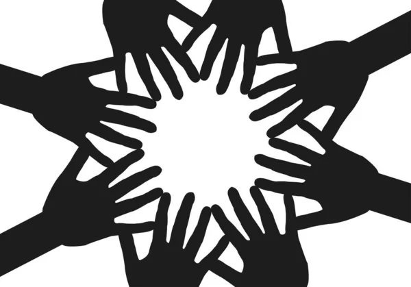 Schwarze Ikone Der Hände Einem Kreis Auf Weißem Hintergrund Verbunden — Stockvektor
