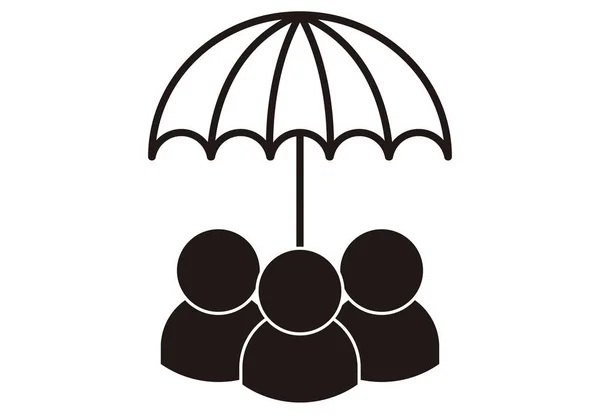 Black Icon Umbrella Protecting Group — Stock Vector