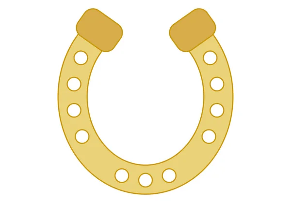 Guld Hästsko Ikon Vit Bakgrund — Stock vektor