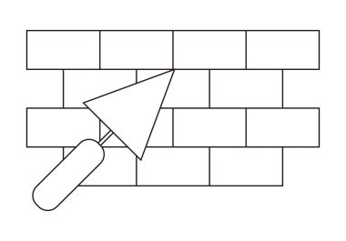 Brick wall icon with trowel wen clipart