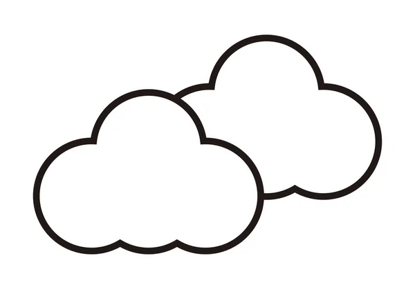 Icono Negro Dos Nubes Superpuestas Sobre Fondo Blanco — Vector de stock