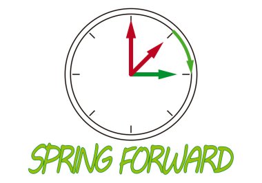 Beyaz arkaplanda bahar saati değişimi.