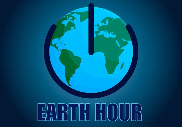 地球時間のシャットダウンアイコンを持つ惑星地球 — ストックベクタ