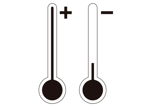 温度計の高温 低温の黒いアイコン — ストックベクタ
