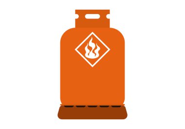 Beyaz arkaplanda bütan gazı olan turuncu silindir.