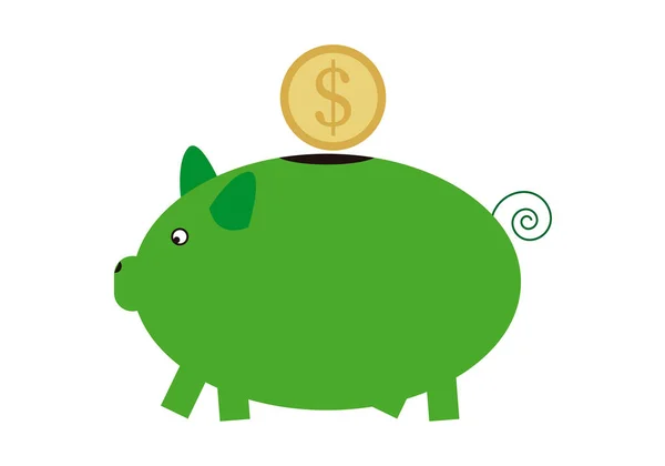 Groene Spaarpot Met Dollarmunt — Stockvector